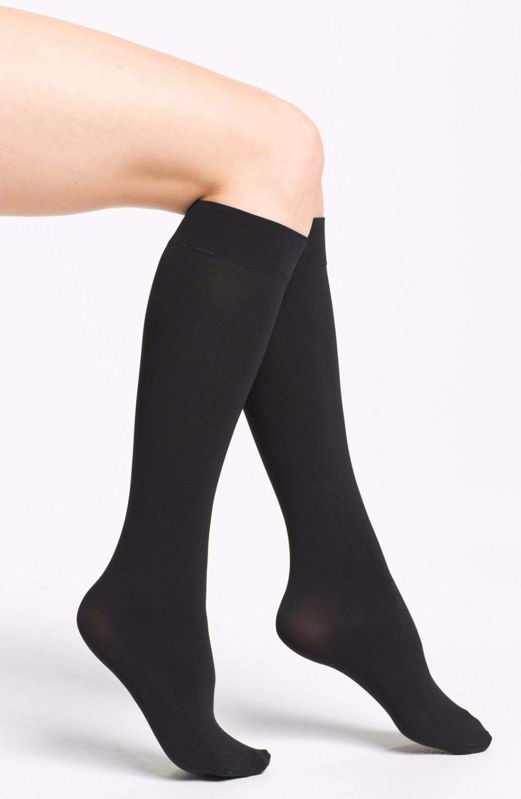 Compression Hose, Knee High, 15-20 mmHG, Closed Toe, Petite, Classic Black, Large (Continental US Only)