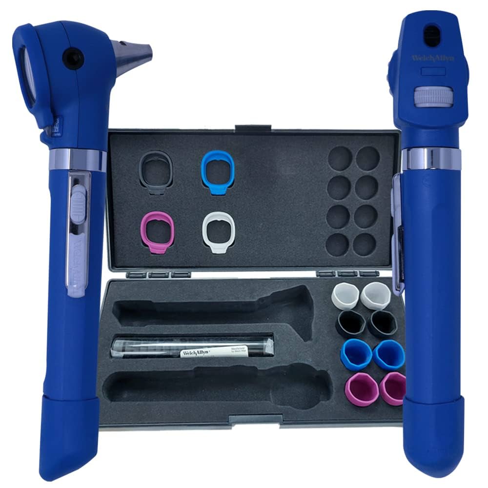 Pocket Plus Diagnostic Set, Includes: Ophthalmoscope, Fiber-Optic Otoscope, LED, 2.5V, (2) AA-Battery Handles, Hard Storage Case, Blueberry (US Only)