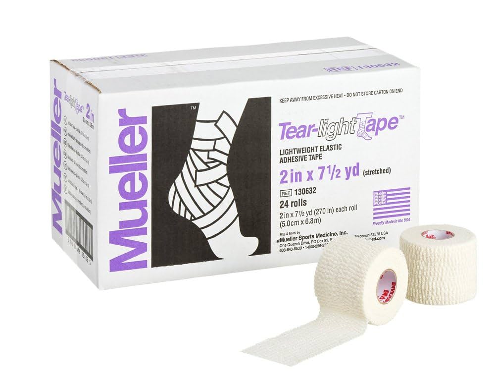 Tear-Light Adhesive Tape, 2" x 7.5 yds, White, 24 rolls/cs (Products are only available for sale in the U.S.) (Products cannot be sold on Amazon.com or any other 3rd party platform without prior approval by Mueller.)