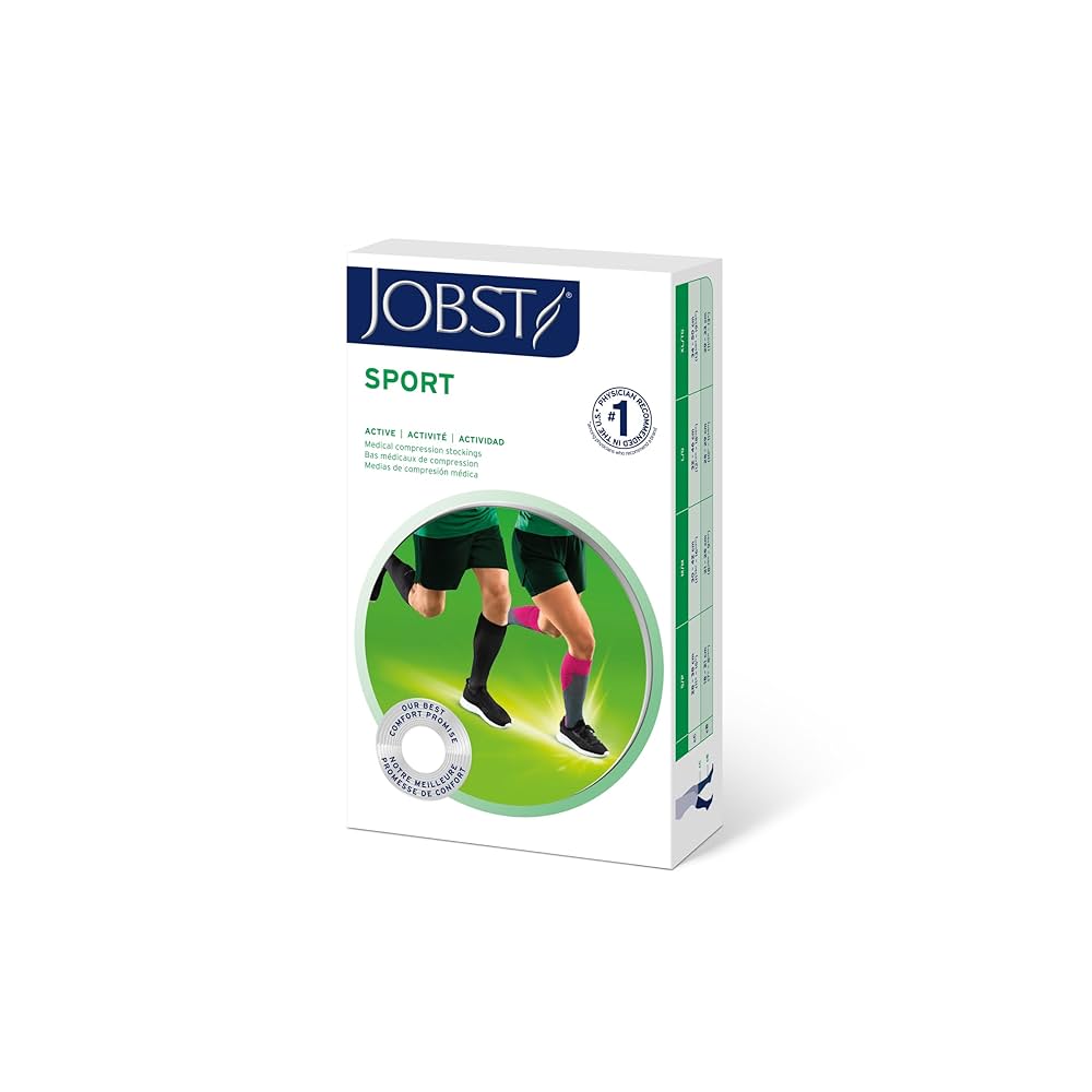 Sock, Knee High, 20-30 mmHG, Closed Toe, White/Grey, Medium (Continental US Only)