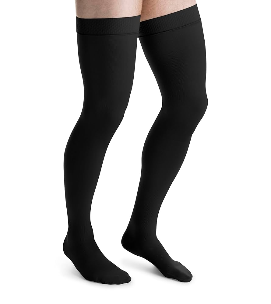 Compression Hose, Thigh High, 30-40 mmHG, Closed Toe, Black, Large (Continental US Only)