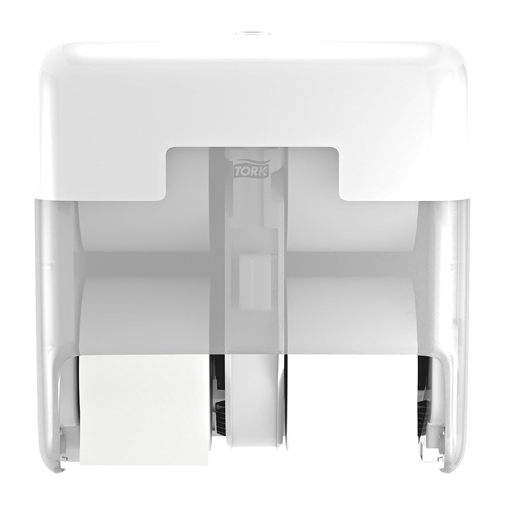 OptiServe Coreless Toilet Paper Dispenser, 4-Roll, Elevation, White, High-Capacity (T7 - Midsize Coreless System, T5 - Jumbo Roll Maxi System)
