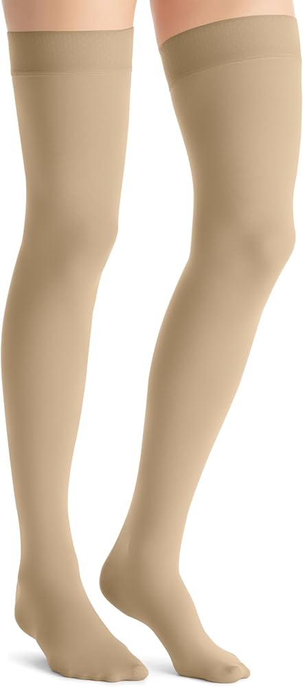 Compression Hose, Thigh High, 15-20 mmHG, Closed Toe, Petite, Natural, Small (Continental US Only)