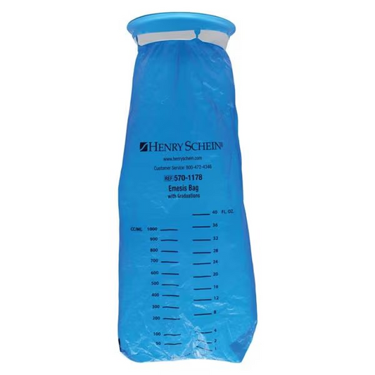 Emesis Bag 8.5x5x5" Translucent Blue Plastic 25/Pk (16-EB40FLOZ)