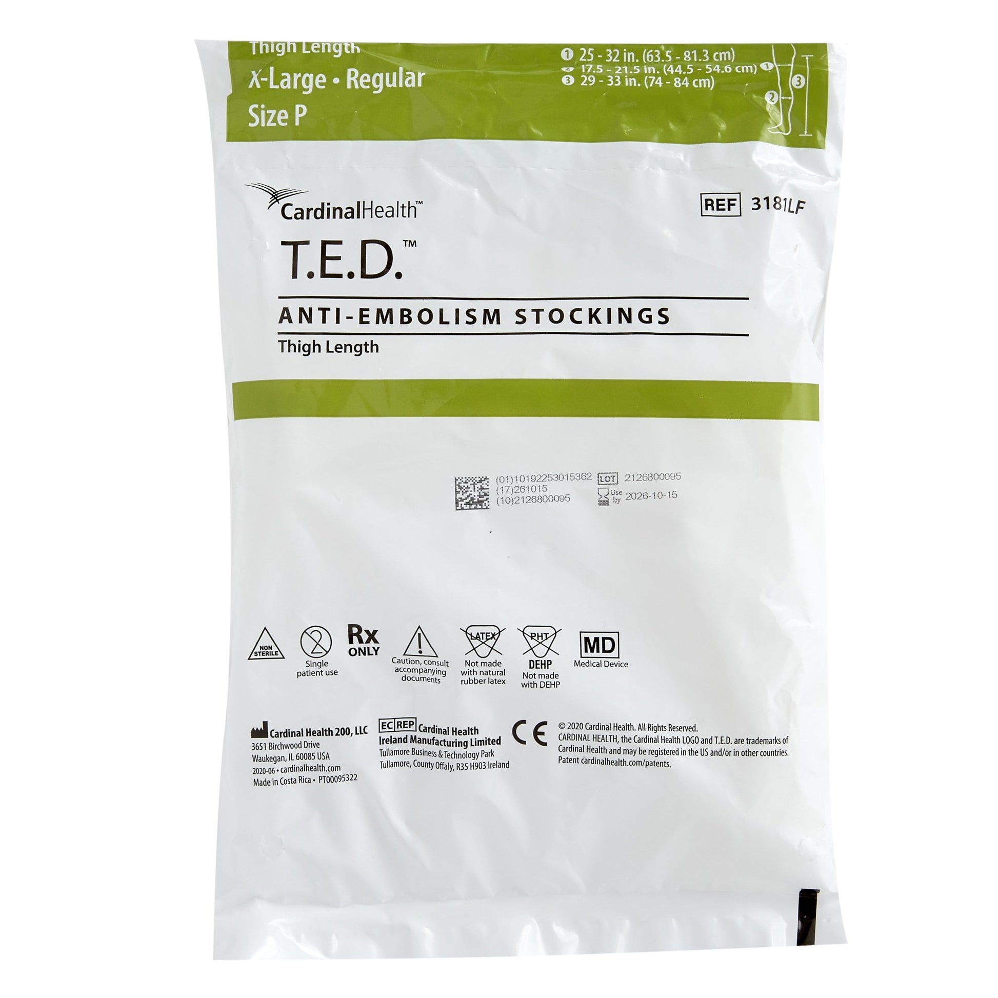 Thigh Length Anti-Embolism Stocking, X-Large, Regular Length, Latex Free (LF), 6 pr/ctn (Continental US Only)