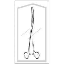 Dressing Forceps, Econo, Bozeman, 10 _ Length, Floor Grade Stainless Steel, Sterile, Ratchet Lock Finger Ring Handle, S-Curved Blunt Serrated Tips, Disposable, 50/cs