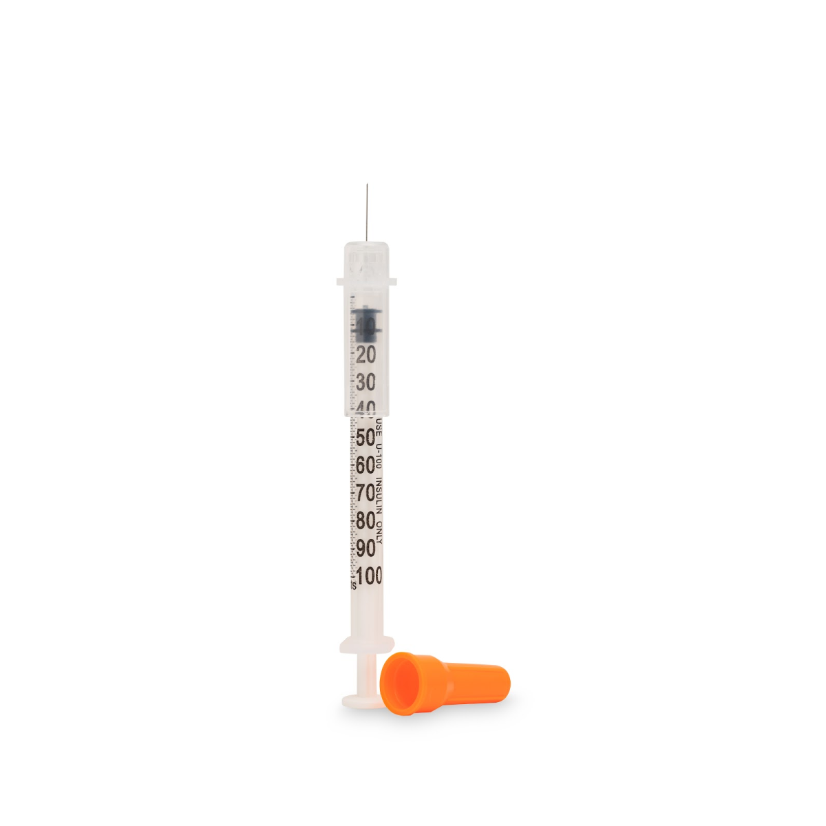 Safety Insulin Hypodermic Needle with 0.5mL Syringe, 30G x 1/2", 100/bx (US Only)