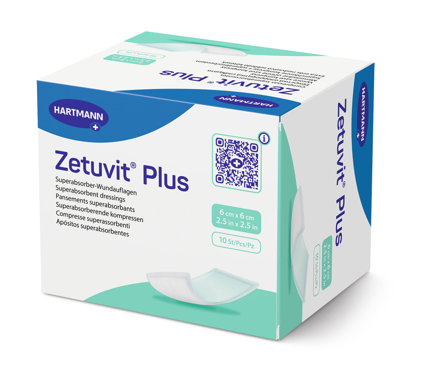 Zetuvit Plus Non-Adhesive Dressing, 2.4" x 2.4", 10/bx