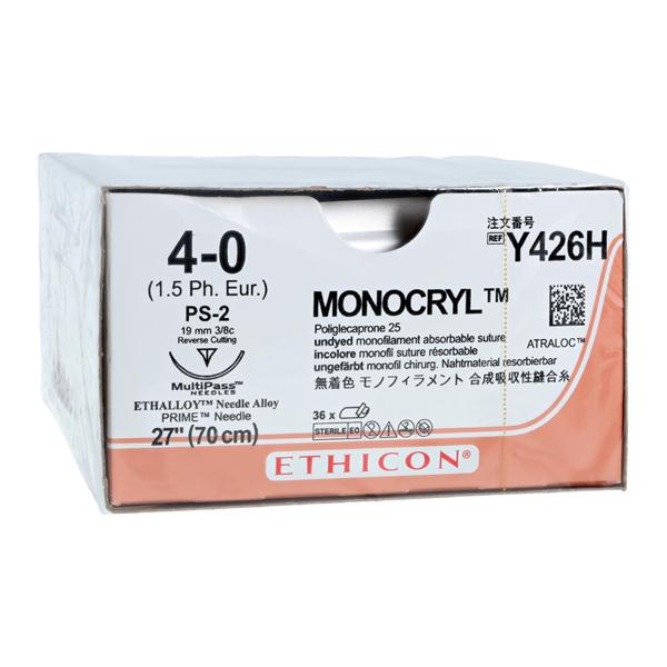 Suture, Reverse Cutting, Size 4-0, 27", Undyed Monofilament, Needle PS-2, 3/8 Circle, Precision Point, 3 dz/bx (Continental US Only)