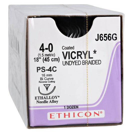 Suture, Precision Point Reverse Cutting, Size 4-0, 18", Undyed Braided, Needle PS-4C, _ Circle Compound Circle, 1 dz/bx (Continental US Only)