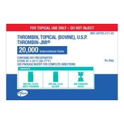 Thrombin-JMI (Thrombin, Topical, Bovine Origin, USP), Includes: 20,000 IU Vial with 20 ml Diluent (Sodium Chloride 0.9% USP) (Rx) (Item is Non-Returnable) (We must have your Wholesale Drug License on File before shipping this product) (US Only, Excluding IN and ND)