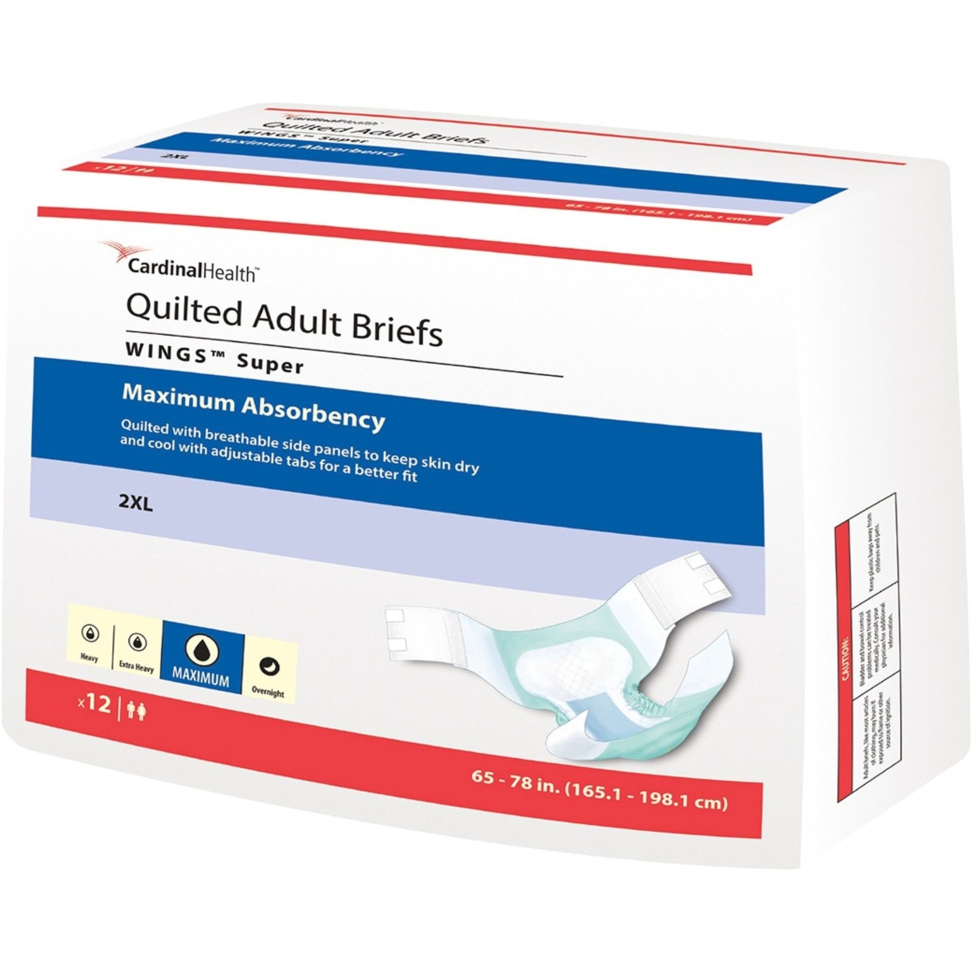 Adult Brief, XXL, Bariatric, Green, Cloth-Like Backsheet, Refastenable, Waist 65"-69", 12/bg, 4 bg/cs (Continental US Only