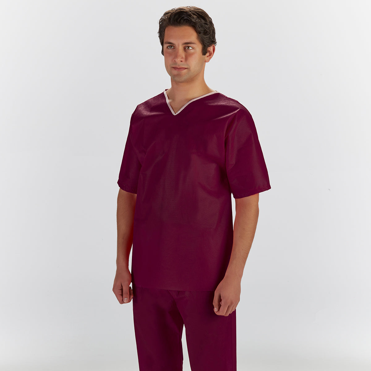 Scrub Pants, Large, Elastic Waist, Nonwoven, Maroon, 30/cs