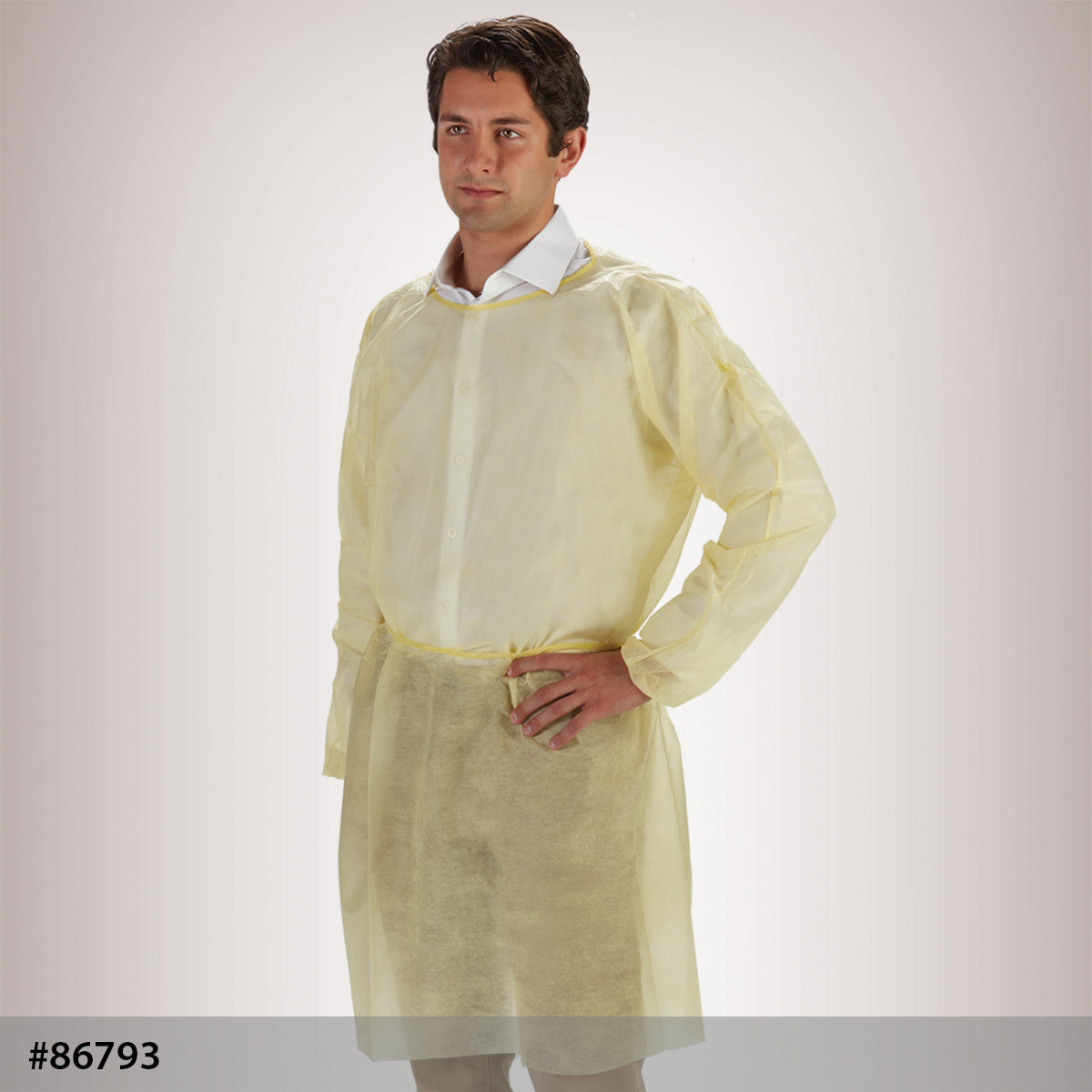 Gown, Nonwoven, Yellow, M/L, 30" x 42", 50/cs
