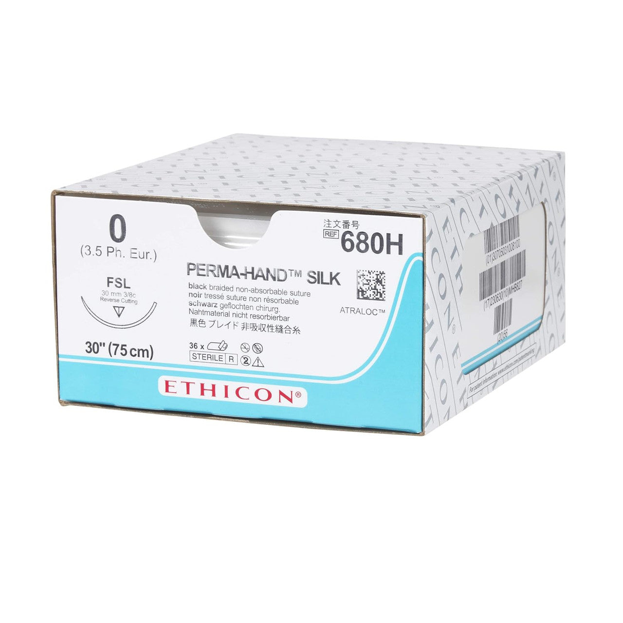 Suture, Reverse Cutting, Size 0, 30", Black Braided,  Needle FSL, 3/8 Circle, 3 dz/bx (Continental US Only)