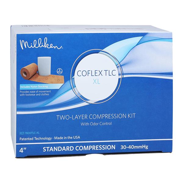 Two Layer XL Compression System, Patients with ABI = 0.8, 4" x 5.4 yds Absorbent Foam Dressing (Layer 1), 4" x 7 yds Top Compression (Layer 2), Tan,  2 rls (1 of each layer)/bx, 8 bx/cs