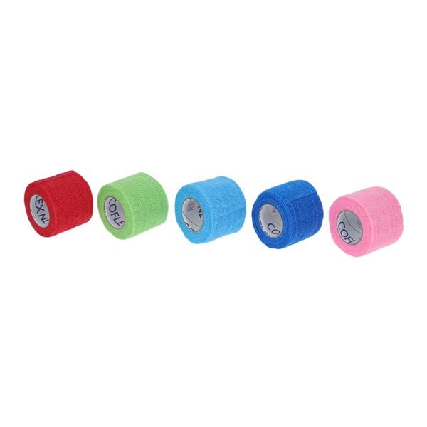 Self-Adherent Wrap, 2" x 5 yds, Colorpack, includes Red, Blue, Light Blue, Purple, Neon Pink & Neon Green, Hand Tear, Latex Free (LF), 36 rl/cs