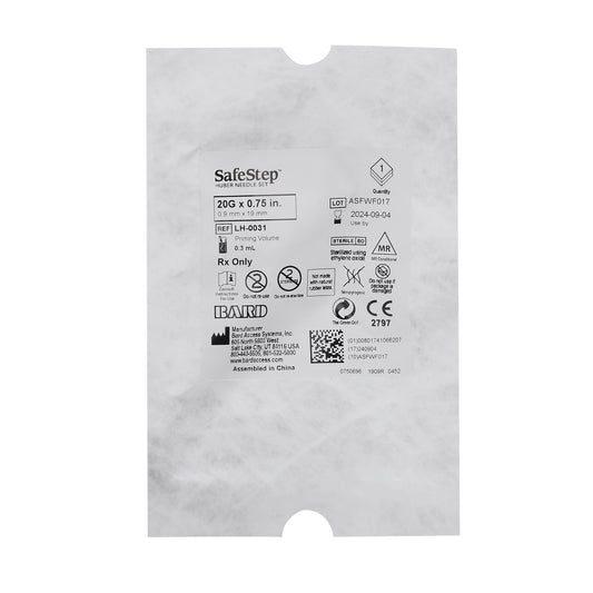 SafeStep Huber Needle Set without Y-Injection Site, 20G x 0.75", 25/pk (Continental US Only) (Drop Ship Requires Pre-Approval)