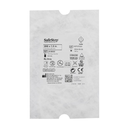 SafeStep Huber Needle Set with Y-Injection Site, 20G x 1", 25/pk (Continental US Only) (Drop Ship Requires Pre-Approval)
