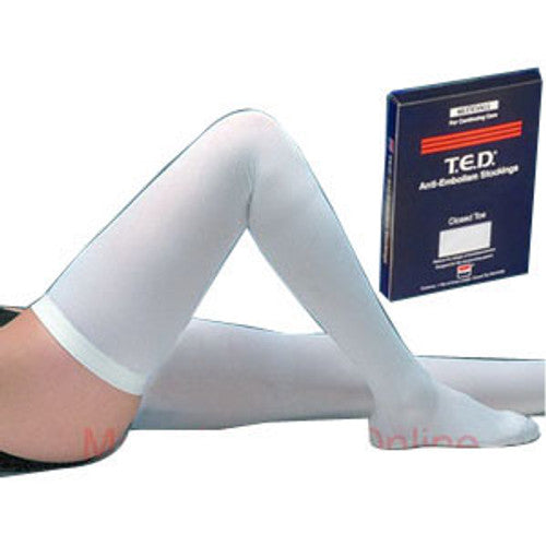 Thigh-Length Anti-Embolism Stocking, Medium, Short, White, 6 pr/cs (Continental US Only)