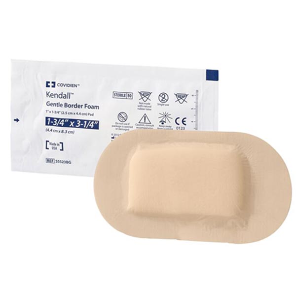 Border Foam Dressing, Gentle, 1.75" x 3.25", 10/bx, 5 bx/cs (Continental US Only) (Item on Manufacturer Backorder - Inventory Limited when Available)