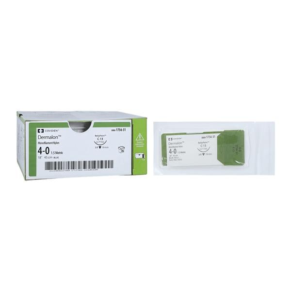 Suture, Reverse Cutting, Size 4-0, Blue, 18", Needle C-13, 3/8 Circle, 3 dz/bx (Continental US Only)