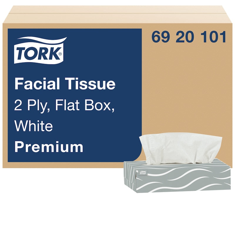 Facial Tissue Box, 2-Ply, Premium, White, 8" x 8", 100 sht/bx, 30 bx/cs