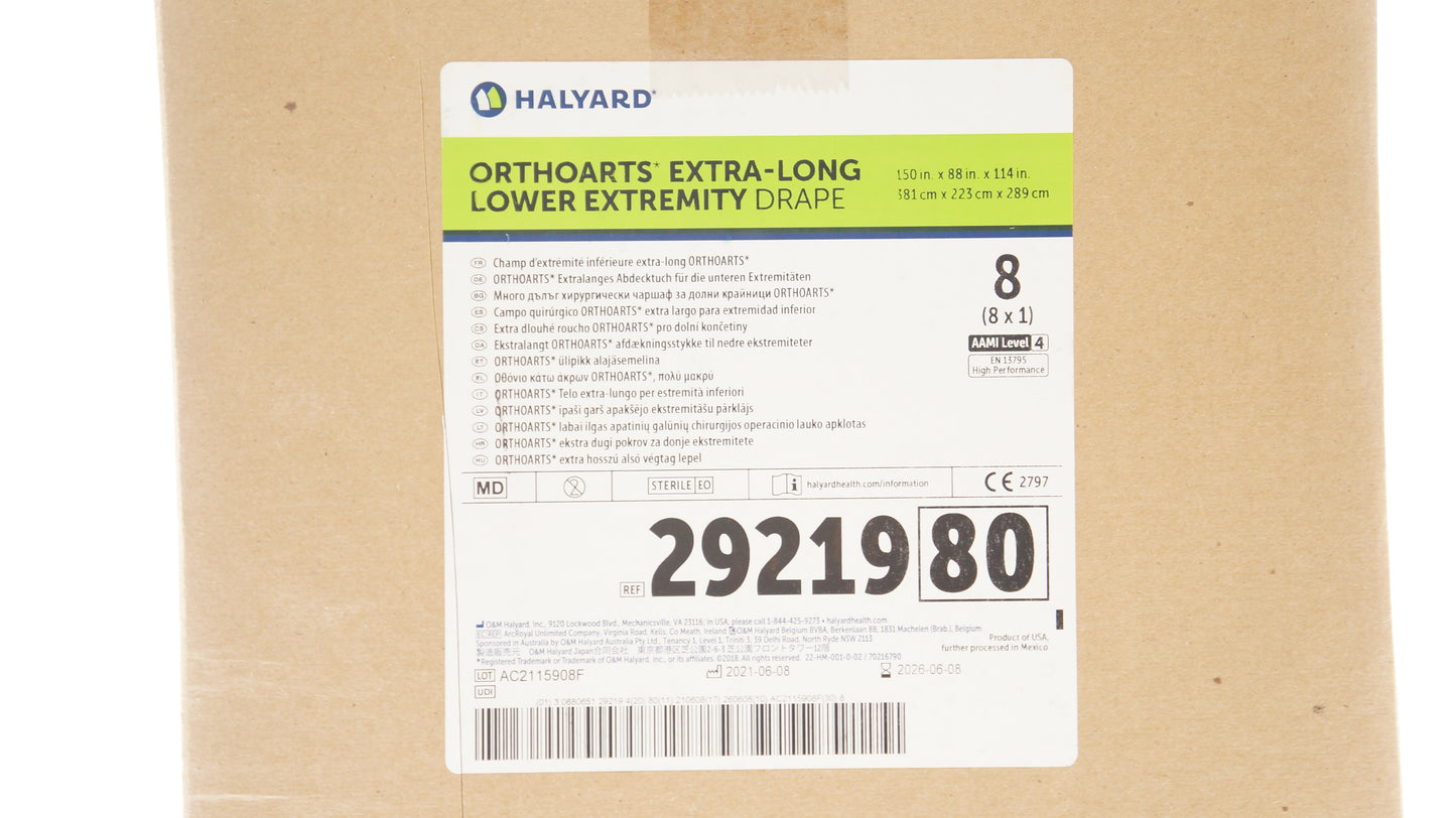 Orthoarts Lower Extremity Drape, X-Long, 114" x 88" x 150", Sterile, 8/cs (US Only)