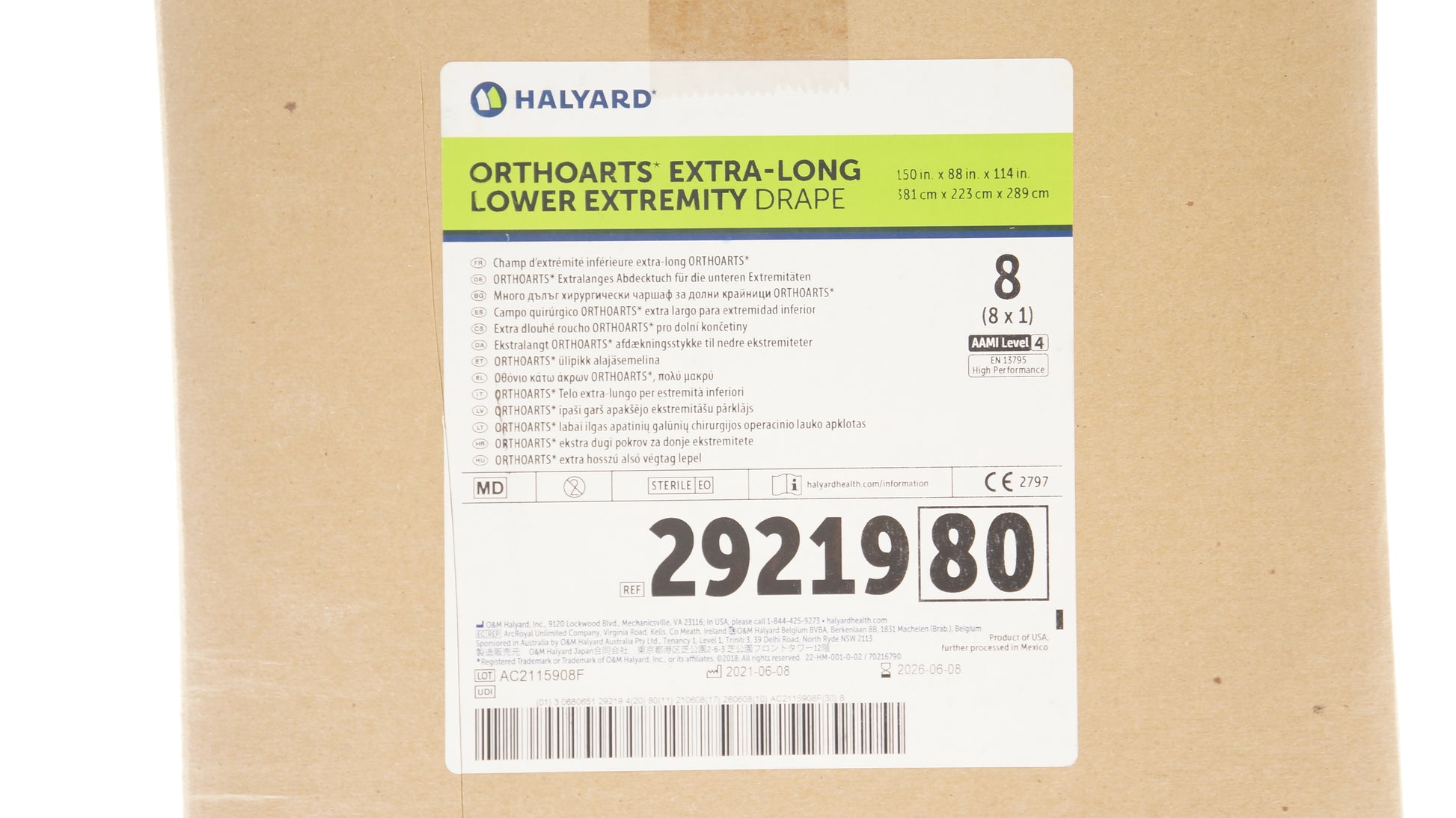 Orthoarts Lower Extremity Drape, X-Long, 114" x 88" x 150", Sterile, 8/cs (US Only)