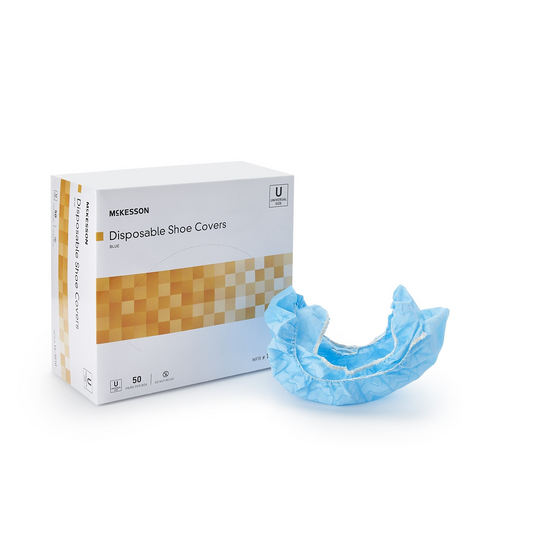 Shoe Cover McKesson One Size Fits Most Shoe High Nonskid Sole Blue NonSterile, 50pr/bx (16-3510)