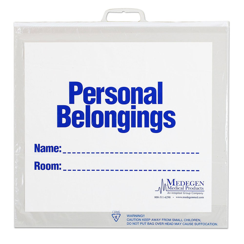 Personal Belongings Bag, 20" x 20" x 4", Clear, Heavy Duty, Rigid Handle, 250/cs
