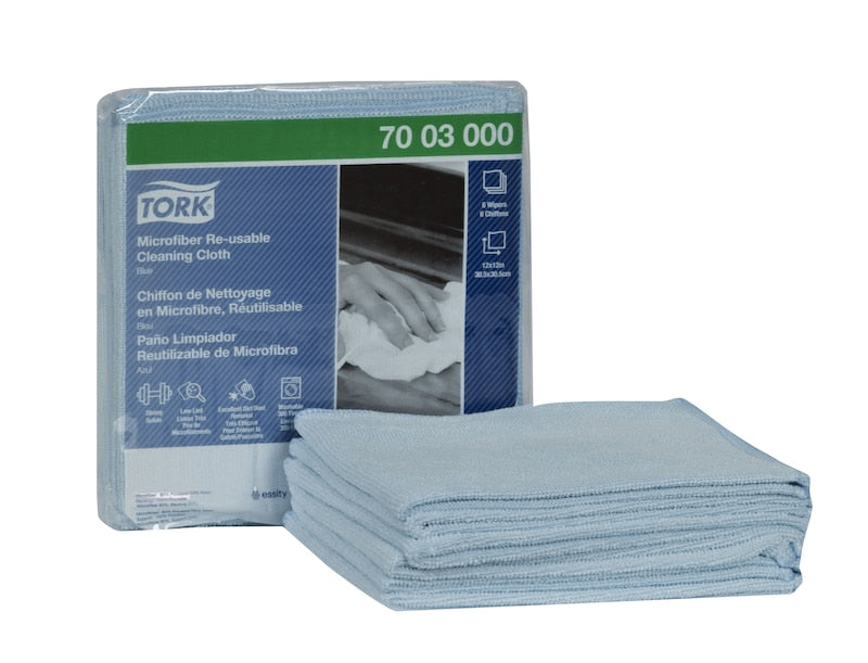 Microfiber Cleaning Cloth, Reusable, 12" x 12", Blue, 6/pk, 8 pk/cs (280 cs/plt)