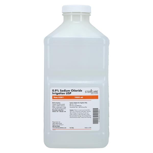 Irrigation Device & Suctioning Saline, 0.9%, Sterile, 1000mL, Screw Top Bottle, 6/cs (Rx) (Item is on Manual Allocation - Quantities Limited when Available)