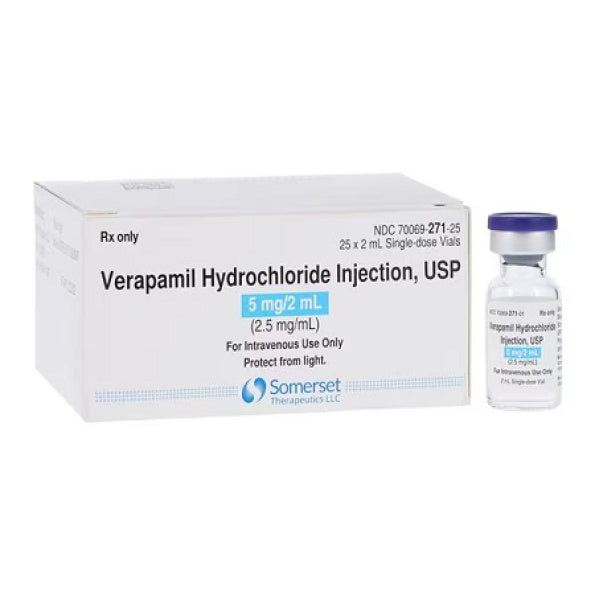 Verapamil Hydrochloride Injection, USP 2.5 mg/ml, 2 ml, 25/bx (Rx) (US Only, Excluding IN and ND) (Product is Non-Returnable)
