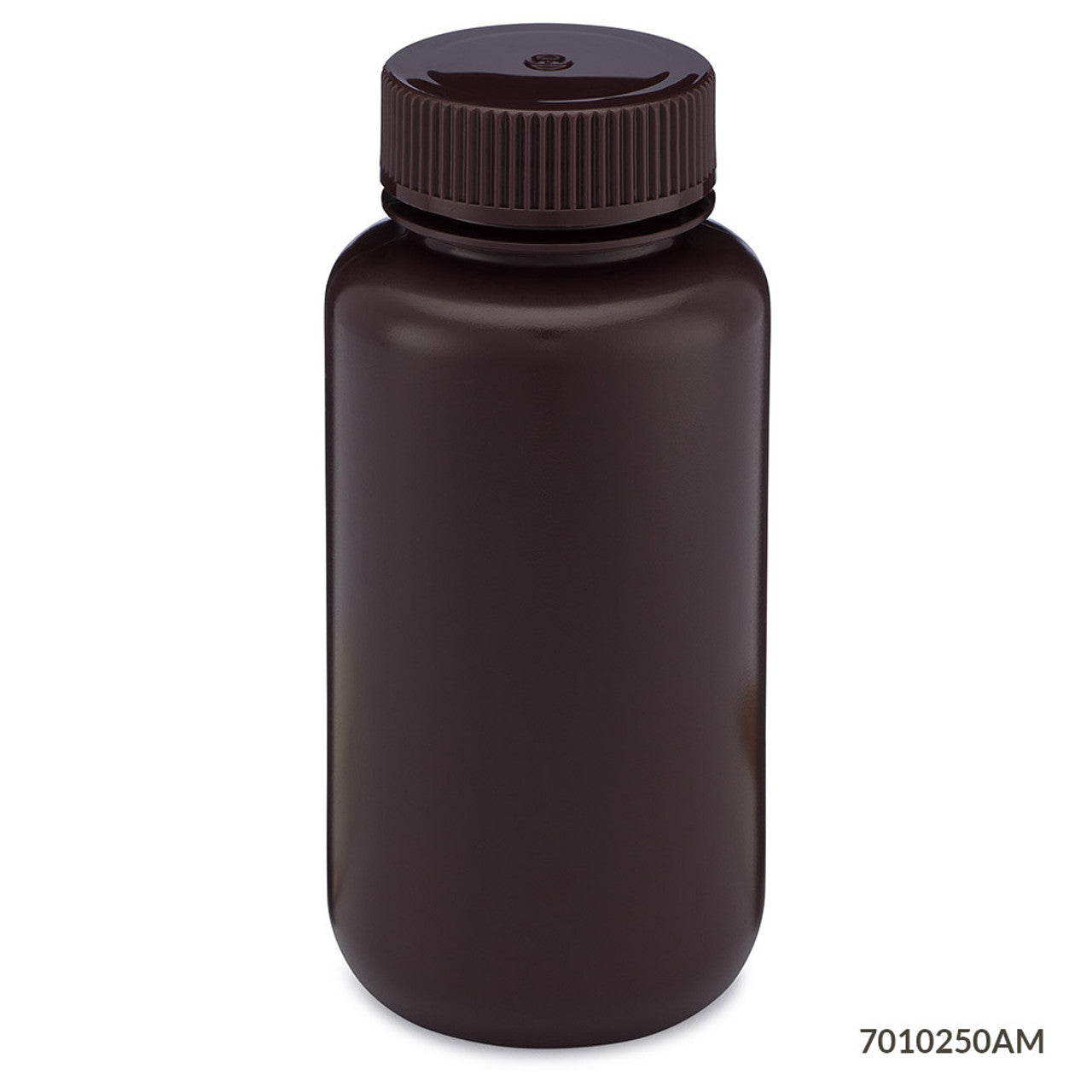 Diamond RealSealBottle, Wide Mouth Round, Amber HDPE with Amber PP Closure, 250mL, 12/bg