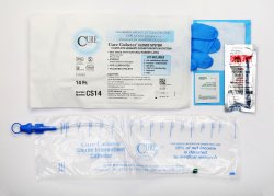EZ-Advancer Closed System Catheter, Standard-Size Kit, 14 FR, 16" Length, 1500 ml Collection Bag with Sample Port, Gloves, Underpad, Gauze, BZK Swabsticks, Coud Tip, 100ea/cs (US Only) (Not Available For Sale into Canada)