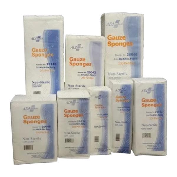 Gauze Sponge, Woven, 4" x 4", 12-Ply, Non-Sterile, 200/bx, 10 bx/cs