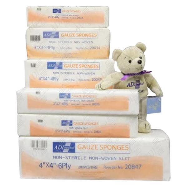 Gauze Sponge, Non-Woven, 3" x 3", 4-Ply, Non-Sterile, 200/bx, 20 bx/cs