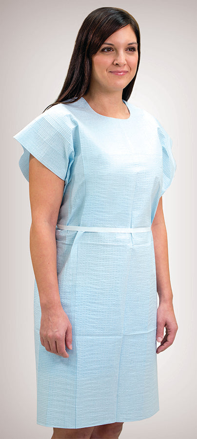 Exam Gown, Super TPT, 30" x 42", Blue, 50/cs (231) (Part Number is having a ROLLING TRANSITION from a 3 digit to a 7 digit number - You may receive either part number until transition is completed)