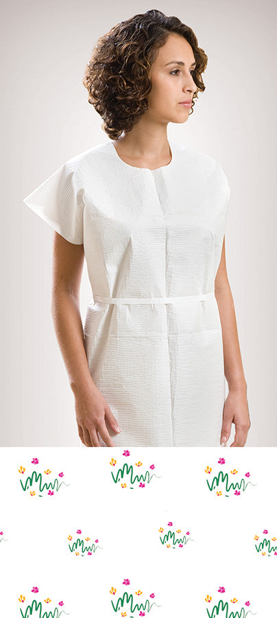 Exam Gown, TPT, 30" x 42", Wildflower, 50/cs (239) (Part Number is having a ROLLING TRANSITION from a 3 digit to a 7 digit number - You may receive either part number until transition is completed)
