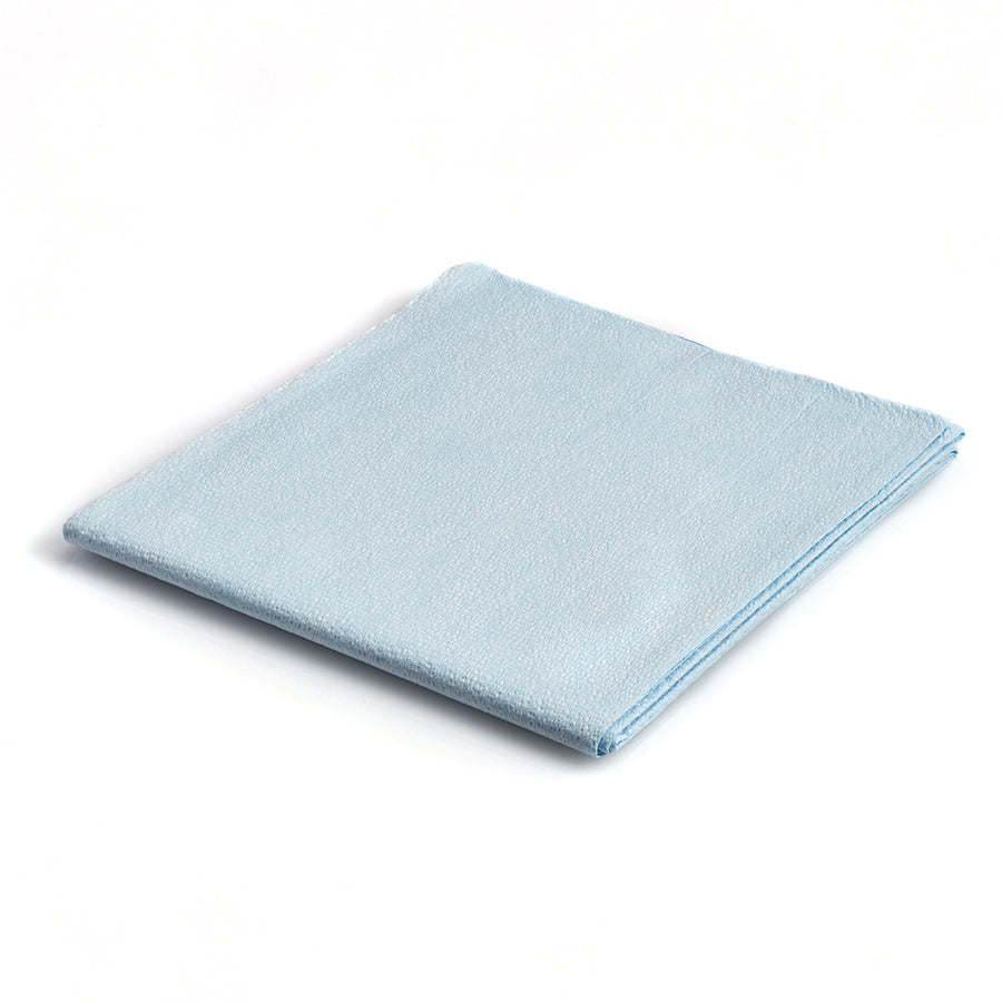 Bed Sheet, 40" x 90", White/ Blue, 50/cs (36 cs/plt) (323) (Part Number is having a ROLLING TRANSITION from a 3 digit to a 7 digit number - You may receive either part number until transition is completed)