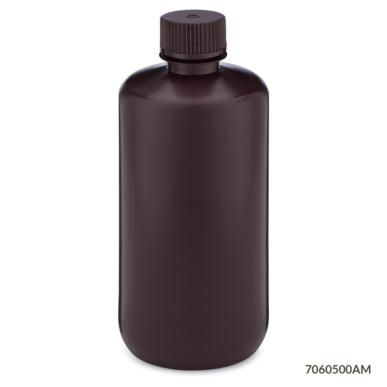 Diamond RealSealBottle, Narrow Mouth Boston Round, Amber HDPE with Amber PP Closure, 500mL, 12/bg