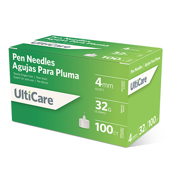 Pen Needle, 4mm Depth, 32G x 5/32", 100/bx