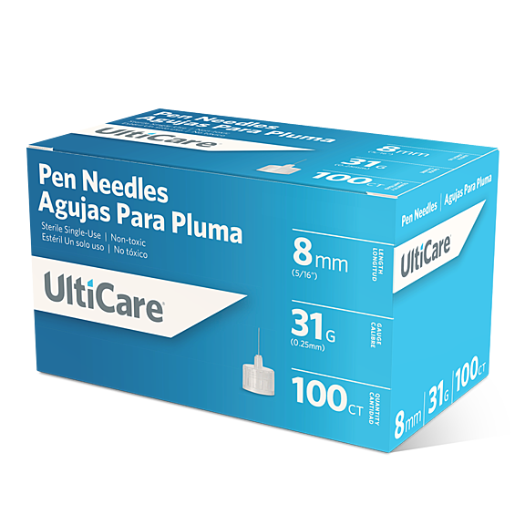 Pen Needle, 8mm Depth, 31G x 5/16", 100/bx