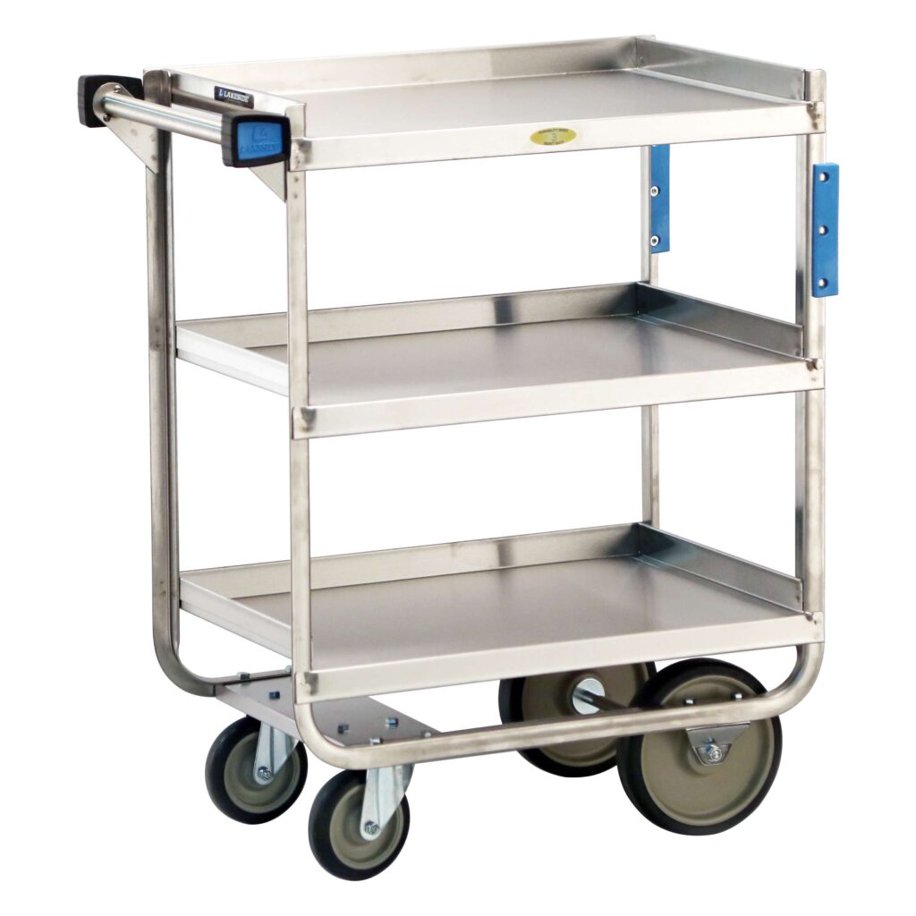 Heavy Duty Cart, 3 Shelves, 16_"W x 30"L x 34_"H, 15_" x 24" Shelf , 10" Clearance