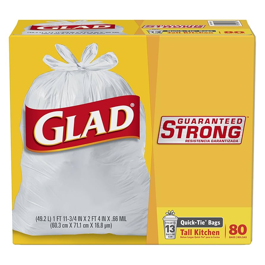 Trash Bag, Tall, Drawstring, 13 Gal, White, Bulk, 400/cs