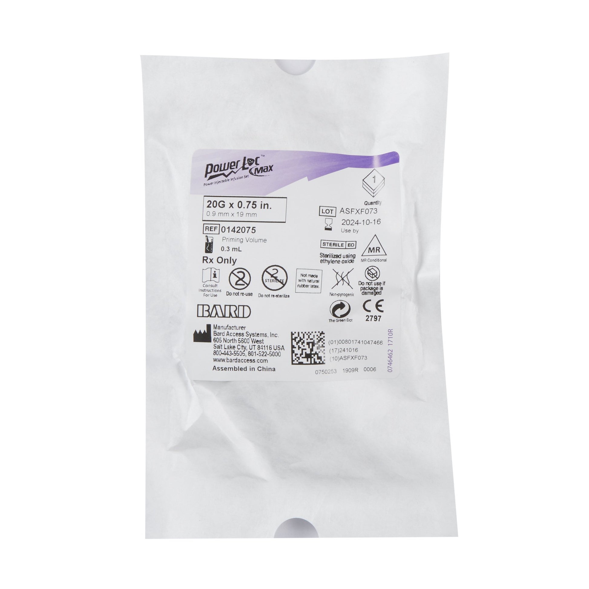 PowerLoc MAX PAK Safety Infusion Set without Y-Injection Site, 20G x 0.75", 5/cs (Temp Sensitive; Non-Returnable) (Continental US Only) (Drop Ship Requires Pre-Approval)