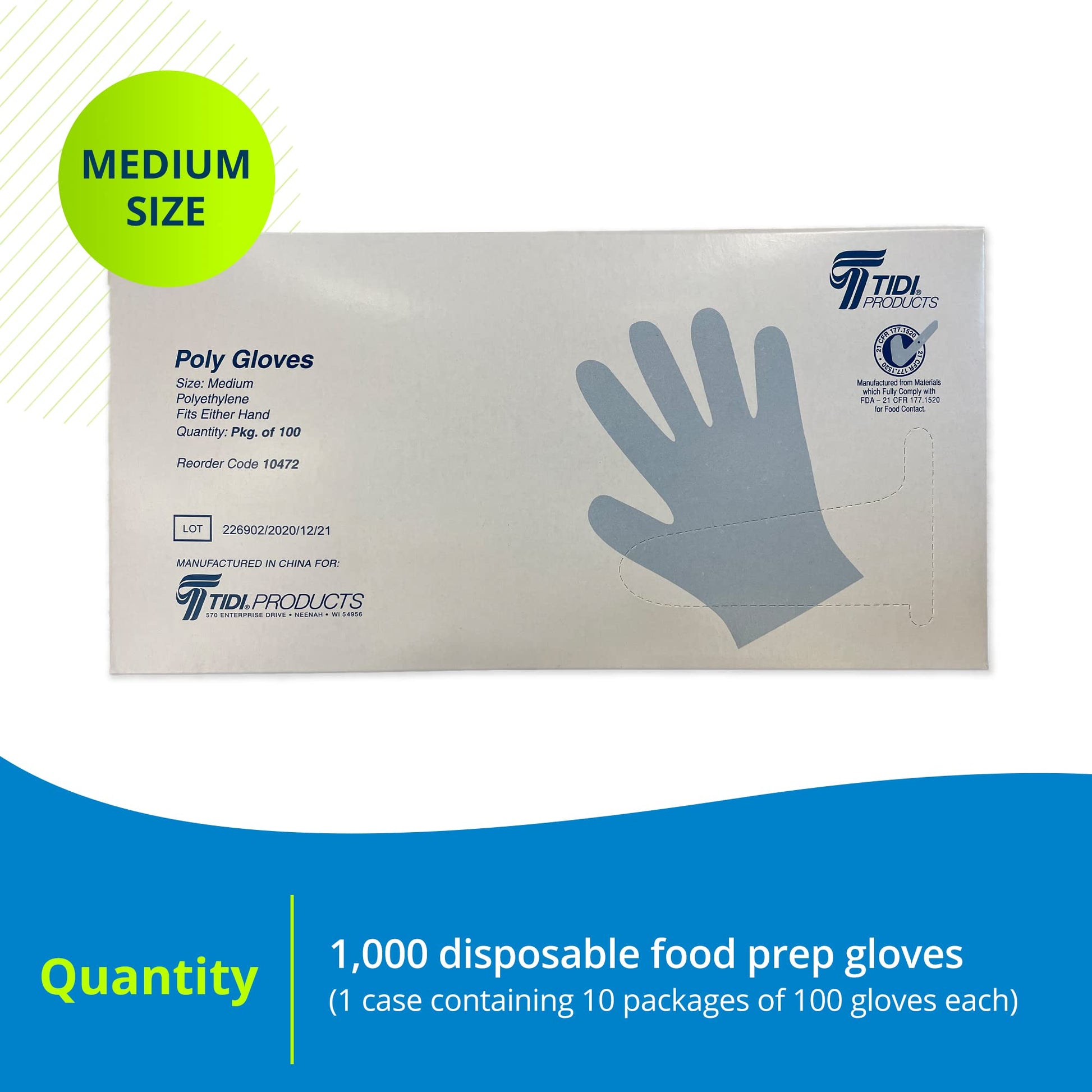 Glove, Clear, 9.6" x 11.2", Poly, Latex Free (LF), 100/bx, 10 bx/cs