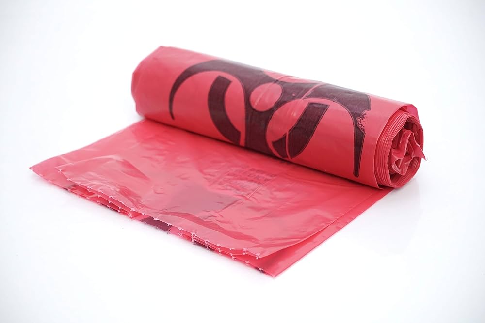 Infectious Waste Bag with Biohazard Symbol, 31" x 38", Red, 1.85 mil, 30 Gal, 100 rl/cs