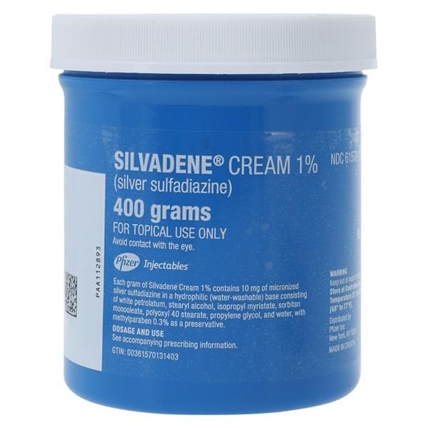 Silvadene Cream 1%, 400 g Jar (Rx) (Item is Non-Returnable) (We must have your Wholesale Drug License on File before shipping this product) (US Only, Excluding IN and ND)